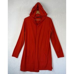 Cyrus Womens XL Orange Open Front Hooded‎ Longline Cardigan Sweater C827171ATJ